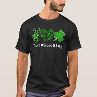 Camiseta Paz Ame Sorte a Rua do Coração da Paz Shamrock de 