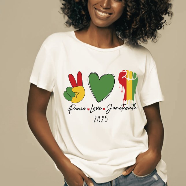 Camiseta Paz amor 19 História Negra Mês (Criador carregado)