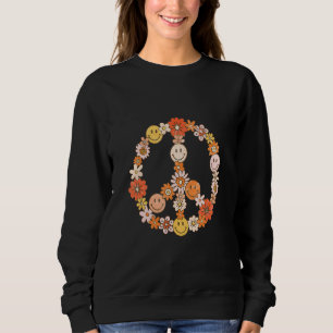 Camiseta Paz Amor 60's 70's Fantasia de Hippie Flor Colorid