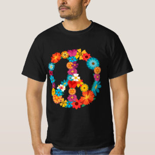 Camiseta Paz Amor 60's 70's Hippie Costume Colorful Flo