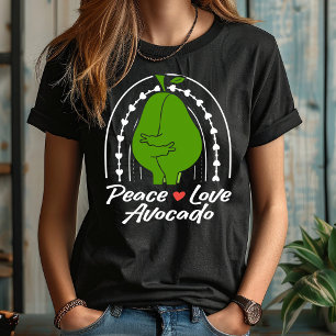 Camiseta Paz Amor Abacate Divertido Retro Amante de Abacate