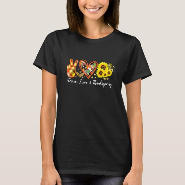 Camiseta Paz Amor Ação de Graças Leopard Sunflower Turquia  (Frente)