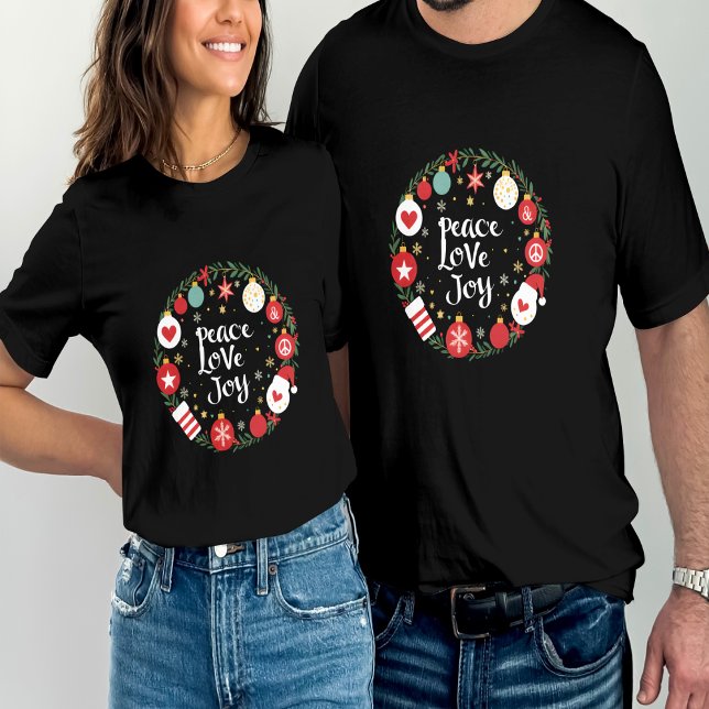 Camiseta Paz Amor Alegria Festa de Natal Festiva (Criador carregado)