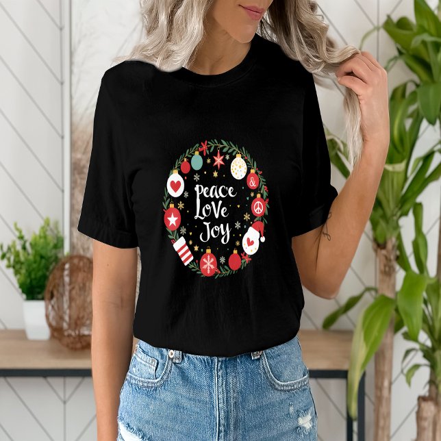 Camiseta Paz Amor Alegria Festa de Natal Festiva (Criador carregado)
