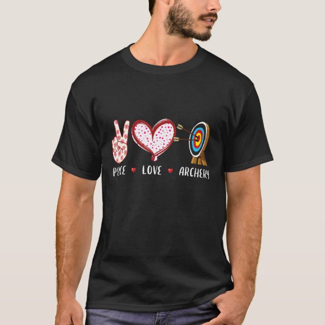 Camiseta Paz Amor Arqueiro Alvo Homens Mulheres Crianças Ra (Frente)