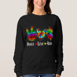 Camiseta Paz Amor Autismo Poppin Autism Consciência Mês Fi