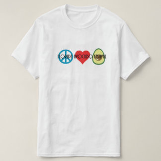 Camiseta Paz, Amor, Avocado - Festival Avocado da Flórida