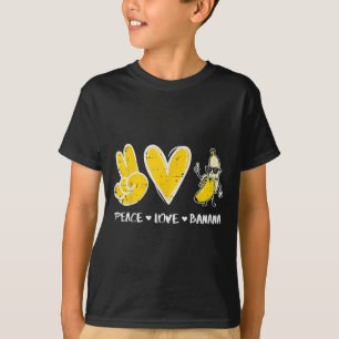 Camiseta Paz Amor Banana Fruta Engraçada Comida Vegan Mulhe