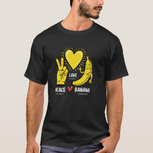 Camiseta Paz Amor Bananas, Banana Fresca Diversão Amante de