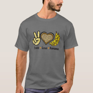 Camiseta Paz Amor Bananas Leopardo Menina