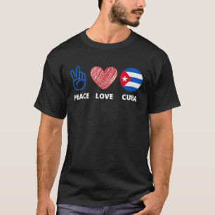 Camiseta Paz amor bandeira de Cuba Alvenires cultivada