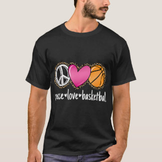 Camiseta Paz Amor, Basquete, Leopardo, Imprime Meninas Mulh