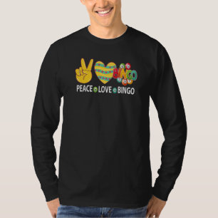 Camiseta Paz Amor Bingo Bingo Jogo Homens Mulheres Jogado