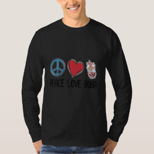 Camiseta Paz Amor Boba Gráfico Chá   Beber Chá Bolha T