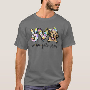 Camiseta Paz Amor Cachorro Ouro-Retriever Engraçado Mãe d