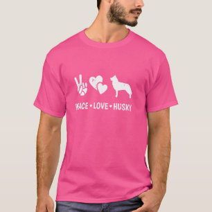 Camiseta Paz Amor Cachorro Siberiano Cachorro Cachorro Cach