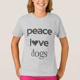 Camiseta Paz Amor Cachorros Gráfica Moderna para Amantes