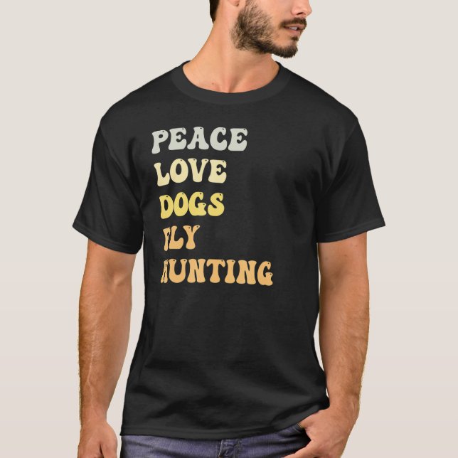 Camiseta Paz Amor Cães Caça Voo   Retro (Frente)