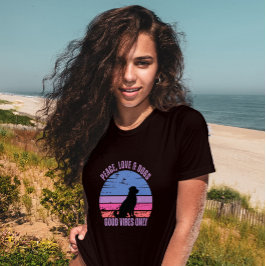 Camiseta Paz, Amor, Cães, camiseta pôr do sol retr