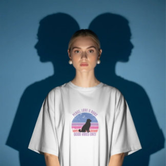 Camiseta Paz, Amor, Cães, camiseta retro pôr-do-so