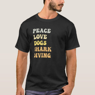 Camiseta Paz Amor Cães Mergulho de Tubarão Retro