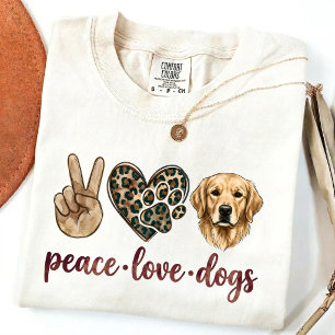 Camiseta Paz Amor Cães   Presente para Mãe de Gold
