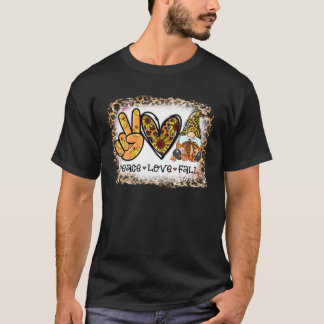 Camiseta Paz Amor Cai Engraçado Gnomo Autumn Pumpkins