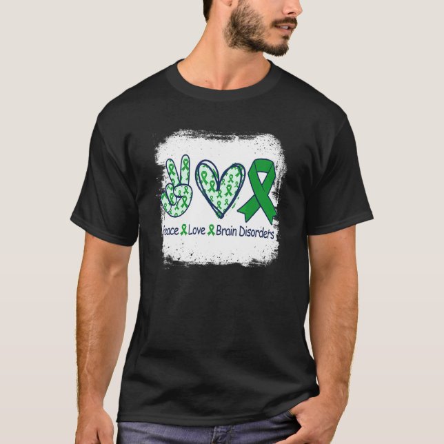 Camiseta Paz Amor Cérebro Desordens Sensibilização Suporte  (Frente)