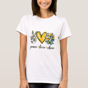 Camiseta Paz Amor Cheerleading Azul Amarelo 