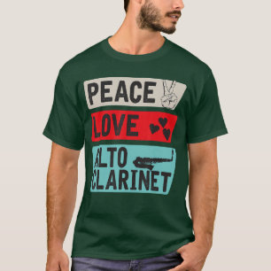Camiseta Paz Amor Clarinete Alto Instrumento Clarinete Alto