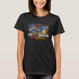 Camiseta Paz Amor Compreende Consciência Autismo Mês Supo