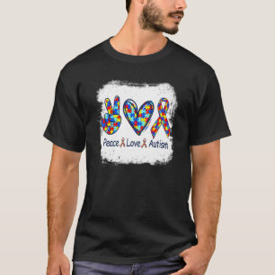 Camiseta Paz Amor Conscientização do Autismo Apoio Autismo