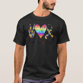 Camiseta Paz Amor Conscientização do Autismo Brinquedo Fidg