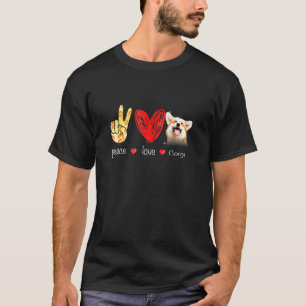 Camiseta Paz Amor Corgi Cachorro Corgi Cachorro