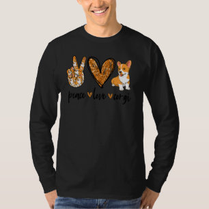 Camiseta Paz Amor Corgi Cachorro Fofo Mãe Dia das Mães Cor