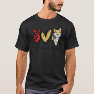Camiseta Paz Amor Corgi Cachorro Fofo Mãe Dia das Mães Corg