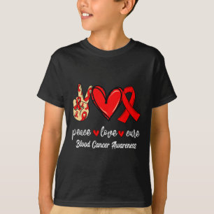 Camiseta Paz Amor Cura Cancer Sangue Vermelho Fita Consciên