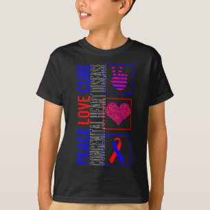 Camiseta Paz Amor Cura Consciência da Doença Cardíaca Congê