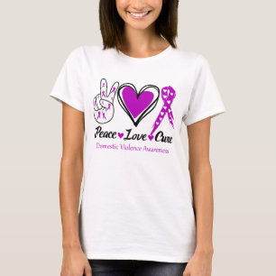 Camiseta Paz Amor Cura Consciência da Violência Doméstica