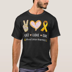 Camiseta Paz Amor Cura Consciência de Canceres de Infância 