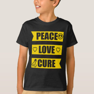 Camiseta Paz Amor Cura Consciência de Canceres Infantis 1