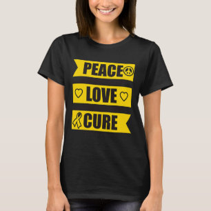 Camiseta Paz Amor Cura Consciência de Canceres Infantis 1
