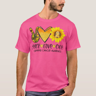 Camiseta Paz Amor Cura Consciência do Cancer Infantil
