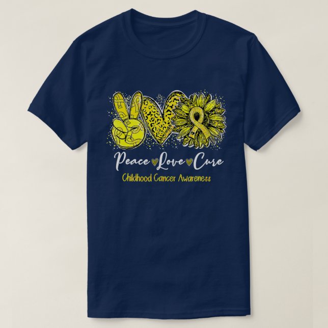 Camiseta Paz Amor Cura Consciência do Cancer Infantil (Frente do Design)
