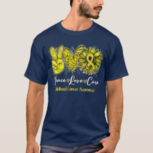 Camiseta Paz Amor Cura Consciência do Cancer Infantil