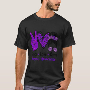 Camiseta Paz Amor Cura Consciência Lupus Mensagem Bun Heart