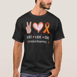 Camiseta Paz Amor cura Consciencialização da Leucemia homen