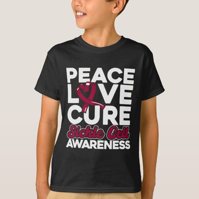 Camiseta Paz Amor Cura Cura Células Falsiformes 1 (Frente)