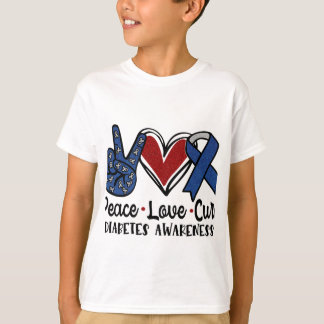 Camiseta Paz Amor Cura Diabetes Consciência