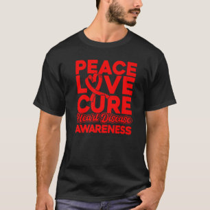 Camiseta Paz Amor Cura Doença Cardíaca Sensibilização